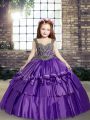 Low Price Sleeveless Lace Up Floor Length Beading Kids Pageant Dress
