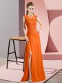 Chiffon Scoop Sleeveless Zipper Beading Mother Of The Bride Dress in Orange