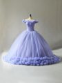 Colorful Lavender Ball Gowns Hand Made Flower Vestidos de Quinceanera Lace Up Tulle Sleeveless