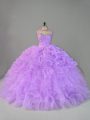 Great Lavender Scoop Neckline Beading and Ruffles Quinceanera Dress Sleeveless Lace Up
