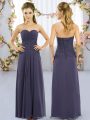 Empire Wedding Guest Dresses Navy Blue Sweetheart Chiffon Sleeveless Floor Length Lace Up