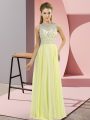 Super Chiffon High-neck Sleeveless Zipper Beading Mother Of The Bride Dress in Yellow