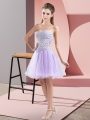 Dynamic Sleeveless Mini Length Beading Zipper Homecoming Dress with Lavender