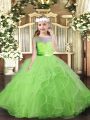 Floor Length Kids Pageant Dress Tulle Sleeveless Lace and Ruffles