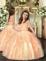 Orange Sleeveless Ruffles Floor Length Kids Pageant Dress