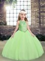 Tulle Sleeveless Floor Length Pageant Dress for Teens and Beading