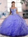 Nice Lavender Sleeveless Tulle Lace Up Vestidos de Quinceanera for Sweet 16 and Quinceanera