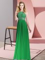 Green Scoop Backless Beading Prom Party Dress Sleeveless