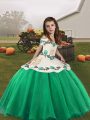 Perfect Turquoise Lace Up Pageant Dress for Teens Embroidery Sleeveless Floor Length