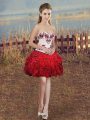 Ball Gowns Prom Dresses Red Sweetheart Organza Sleeveless Mini Length Lace Up