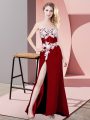 Top Selling Floor Length Zipper Prom Party Dress Red for Prom and Party and Military Ball with Lace and Appliques
