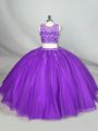 Sexy Purple Sleeveless Beading Quinceanera Dress