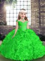 Green Sleeveless Organza Lace Up Little Girls Pageant Gowns for Party and Wedding Party