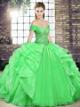 Floor Length Green Sweet 16 Quinceanera Dress Off The Shoulder Sleeveless Lace Up