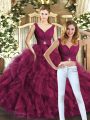 Sleeveless Backless Floor Length Beading and Ruffles Quinceanera Gown