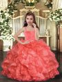 Adorable Organza Sleeveless Floor Length Child Pageant Dress and Ruffles
