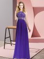 Perfect Floor Length Empire Sleeveless Purple Mother Of The Bride Dress Backless