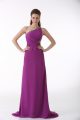 Customized Sleeveless Beading and Ruching Backless Mother Of The Bride Dress with Fuchsia Brush Train