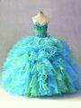 Floor Length Multi-color Sweet 16 Dresses Sweetheart Sleeveless Lace Up