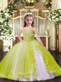 Adorable Yellow Green Straps Lace Up Beading Kids Formal Wear Sleeveless