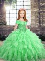 Beauteous Floor Length Lace Up Child Pageant Dress for Party and Sweet 16 and Wedding Party with Beading and Ruffles