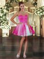 New Arrival Sweetheart Sleeveless Party Dress for Girls Mini Length Belt Fuchsia Tulle