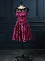 Designer Hot Pink Backless Cocktail Dresses Lace Cap Sleeves Mini Length