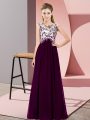 Shining Dark Purple Sleeveless Chiffon Zipper Bridesmaid Dresses for Wedding Party