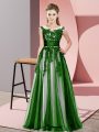 Captivating Floor Length Zipper Bridesmaid Dresses Green for Wedding Party with Beading and Lace