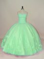 Tulle Sweetheart Sleeveless Lace Up Hand Made Flower Quinceanera Dress in Green