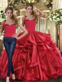 Organza Sleeveless Floor Length Quinceanera Gown and Ruffles