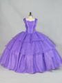 Stunning Lavender Sleeveless Organza Lace Up Vestidos de Quinceanera for Sweet 16 and Quinceanera