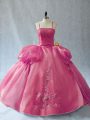 Pink Ball Gowns Appliques Vestidos de Quinceanera Lace Up Organza Sleeveless Floor Length