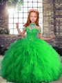 Tulle Sleeveless Floor Length Kids Formal Wear and Beading and Ruffles