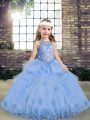Charming Ball Gowns Little Girl Pageant Gowns Lavender Scoop Tulle Sleeveless Floor Length Lace Up