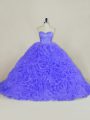 Beading and Ruffles Quince Ball Gowns Purple Lace Up Sleeveless Brush Train