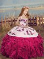 Hot Pink Sleeveless Organza Lace Up Little Girl Pageant Gowns for Party and Sweet 16 and Wedding Party
