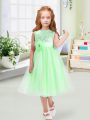 Colorful Tea Length Empire Sleeveless Flower Girl Dress Zipper
