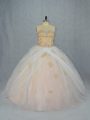 Ball Gowns Ball Gown Prom Dress Champagne Sweetheart Tulle Sleeveless Lace Up