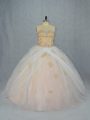 Ball Gowns Ball Gown Prom Dress Champagne Sweetheart Tulle Sleeveless Lace Up
