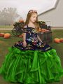 Fashion Sleeveless Embroidery and Ruffles Lace Up Pageant Gowns For Girls