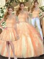 Organza Sweetheart Sleeveless Lace Up Beading and Ruffles 15 Quinceanera Dress in Orange