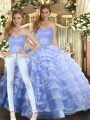 Lavender Sweetheart Neckline Ruffled Layers Quinceanera Gowns Sleeveless Lace Up