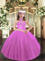 Halter Top Sleeveless Lace Up Kids Formal Wear Lilac Tulle