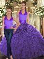 Glamorous Organza Sleeveless Floor Length Ball Gown Prom Dress and Ruffles