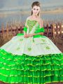 Comfortable Ball Gowns Quinceanera Gown Green Sweetheart Organza Sleeveless Floor Length Lace Up