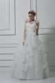 White Sleeveless Tulle Lace Up Wedding Gowns for Wedding Party