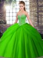 Popular Green 15th Birthday Dress Sweetheart Sleeveless Brush Train Lace Up