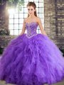 Ball Gowns 15 Quinceanera Dress Lavender Sweetheart Tulle Sleeveless Floor Length Lace Up