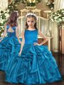 Scoop Sleeveless Organza Kids Pageant Dress Ruffles Lace Up